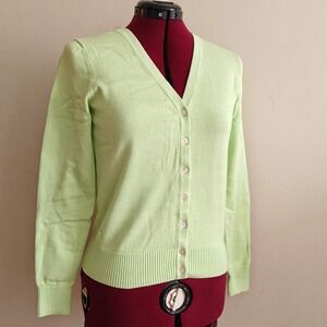 Lilly Pulitzer Small‎ Pastel Green Button Down Cardigan Sweater Cotton Logo